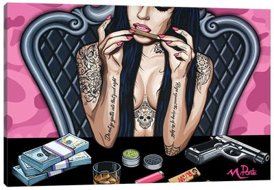Bad Girl - Pink Camo Canvas Art Print - Hybrid Life Art