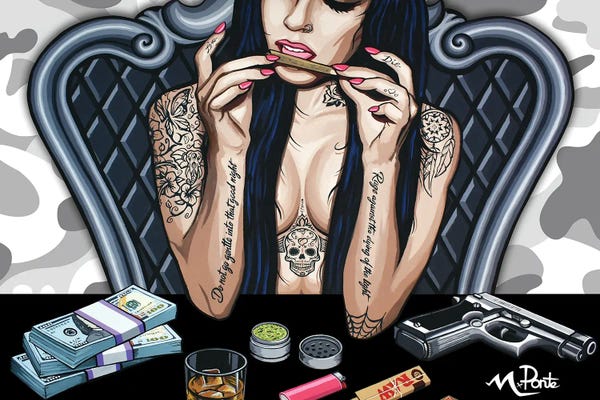 Marijuana: Bad Girl - White Camo by Hybrid Life Art