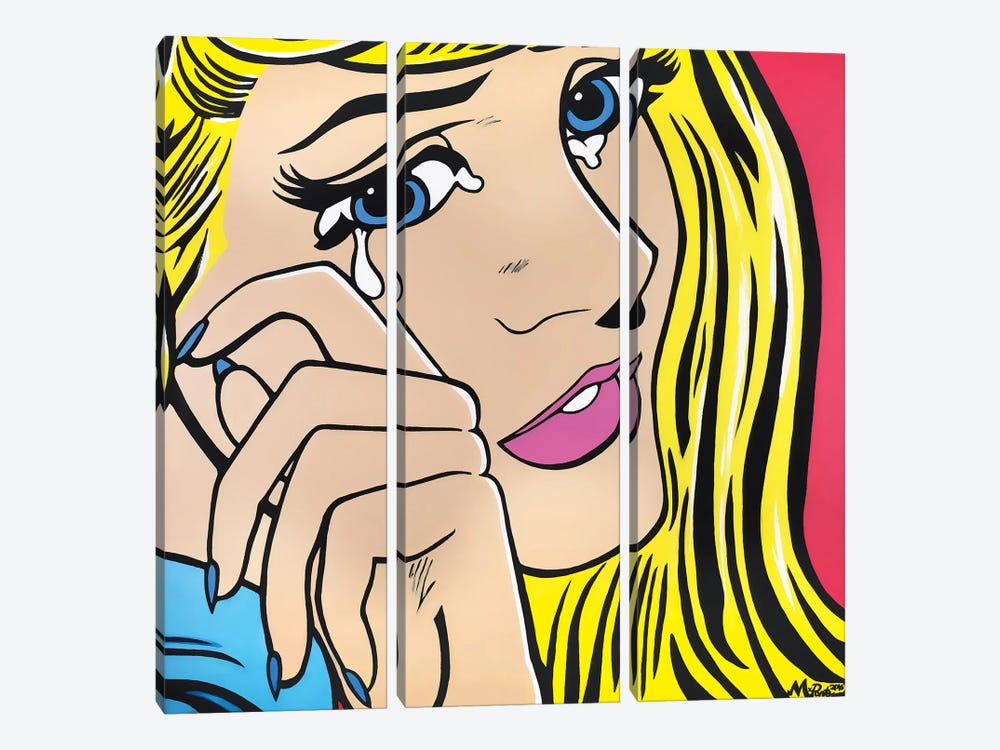 Crying Girl by Hybrid Life Art 3-piece Art Print