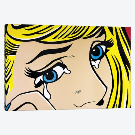 Crying Girl Eyes Only Canvas Print #HYL5} by Hybrid Life Art Canvas Artwork