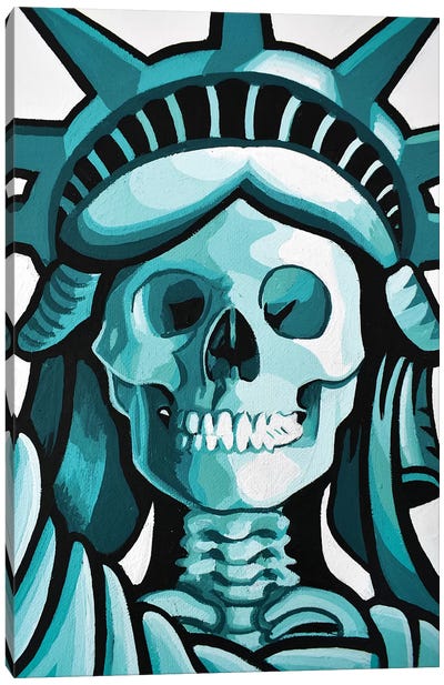 Dead Liberty Face Canvas Art Print - Hybrid Life Art