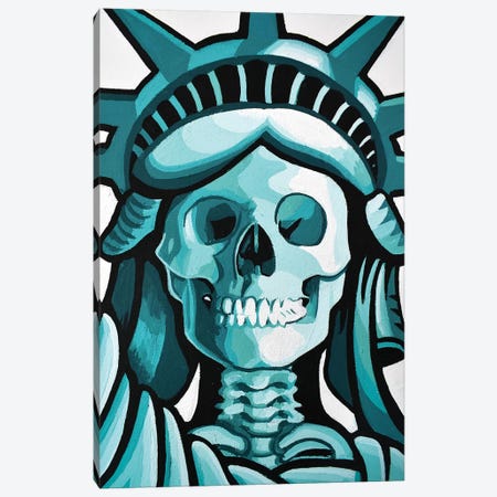 Dead Liberty Face Canvas Print #HYL7} by Hybrid Life Art Canvas Wall Art