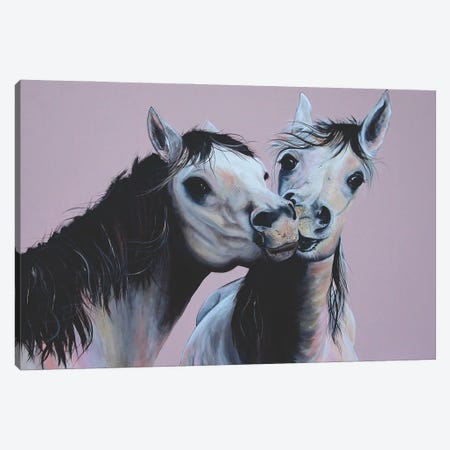 Kissing Horses Canvas Print #HYM27} by Heylie Morris Canvas Art Print