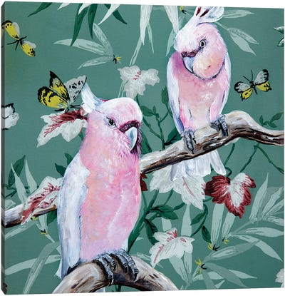 Vintage Major Mitchells Canvas Art Print - Love Birds