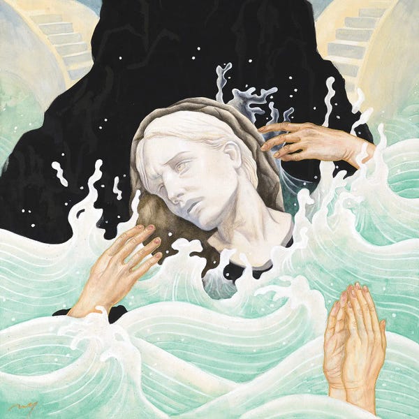 Sculptures & Statues: Floating Young Portrait Plaster Statue by Hyesoo Han