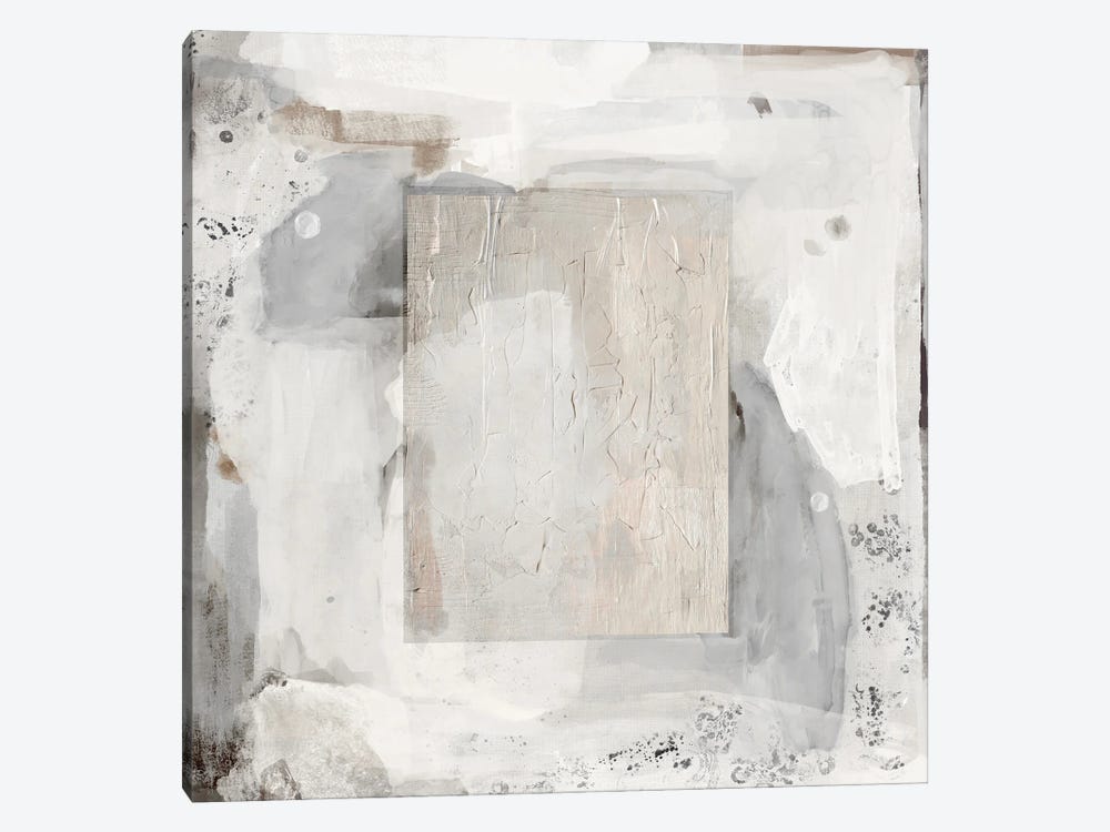 White Abstract Square by Hayley Michelle 1-piece Canvas Wall Art