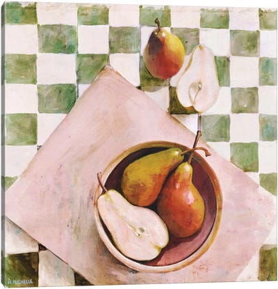 Pears In A Bowl Canvas Art Print - Pear Art