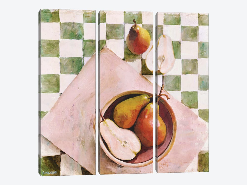 Pears In A Bowl by Hayley Michelle 3-piece Canvas Art Print
