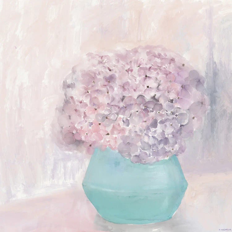 Hydrangeas In Blue Vase