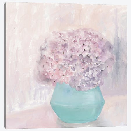 Hydrangeas In Blue Vase Canvas Print #HYY6} by Hayley Michelle Canvas Wall Art