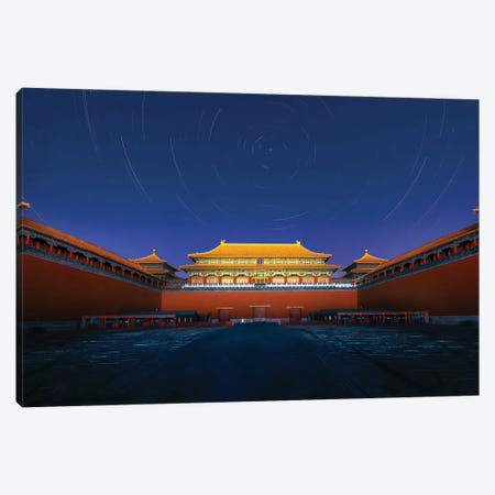 Night View Of The Meridian Gate Of Forbidden City Canvas Print #HZH21} by Hua Zhu Art Print