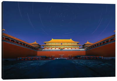 Night View Of The Meridian Gate Of Forbidden City Canvas Art Print