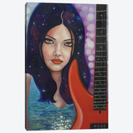 Girl With A Red Guitar Canvas Print #HZY11} by Helena Zyryanova Canvas Print