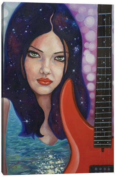 Girl With A Red Guitar Canvas Art Print - Helena Zyryanova