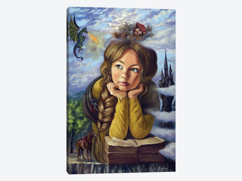 Reading Fairy Tales by Helena Zyryanova 1-piece Art Print