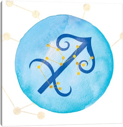 Illumination of Sagittarius with Constellation Canvas Art Print - Astrology Art