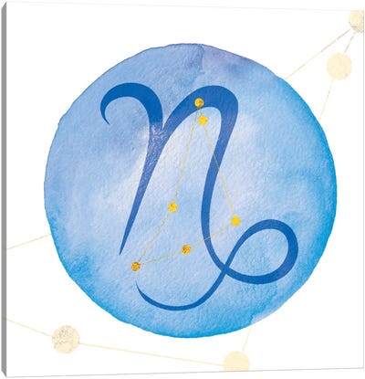 Illumination of Capricorn with Constellation Canvas Art Print - Astrology Art