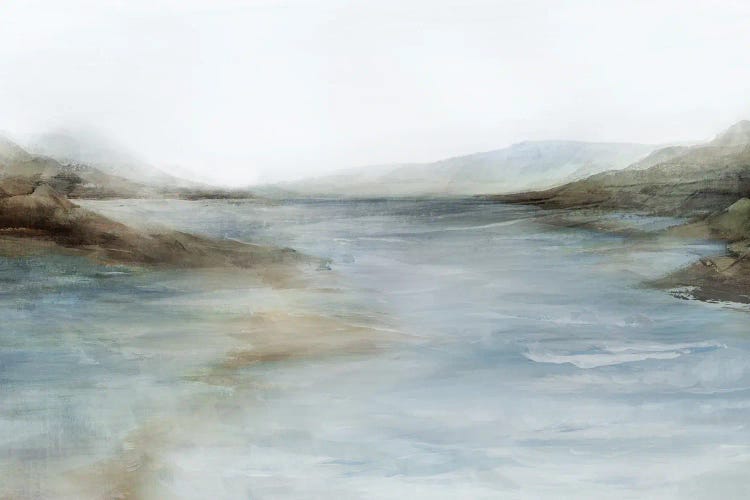 Misty River Through Quiet Hills