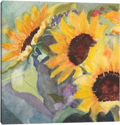 Sunflowers In Watercolor I Canvas Art Print - Sandra Iafrate