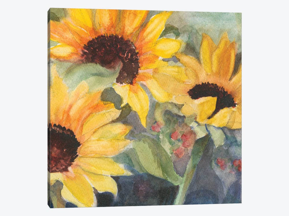 Sunflowers In Watercolor II by Sandra Iafrate 1-piece Canvas Artwork