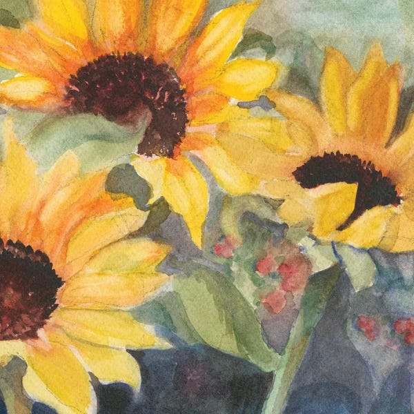 Sandra Iafrate: Sunflowers In Watercolor II by Sandra Iafrate
