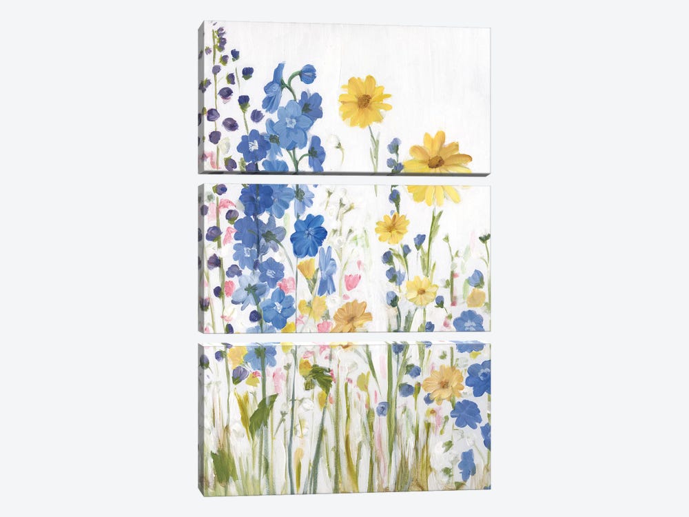 Periwinkle Wildflowers I by Sandra Iafrate 3-piece Canvas Art Print
