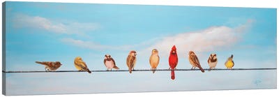 Sweet Birds on a Wire I Canvas Art Print - Sparrows