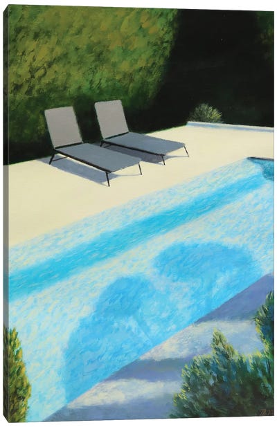 By The Swimming Pool Canvas Art Print - Swimming Pool Art