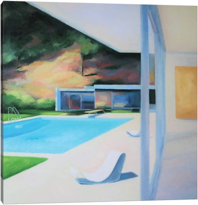 Afternoon By The Swimming Pool Canvas Art Print - Ieva Baklane