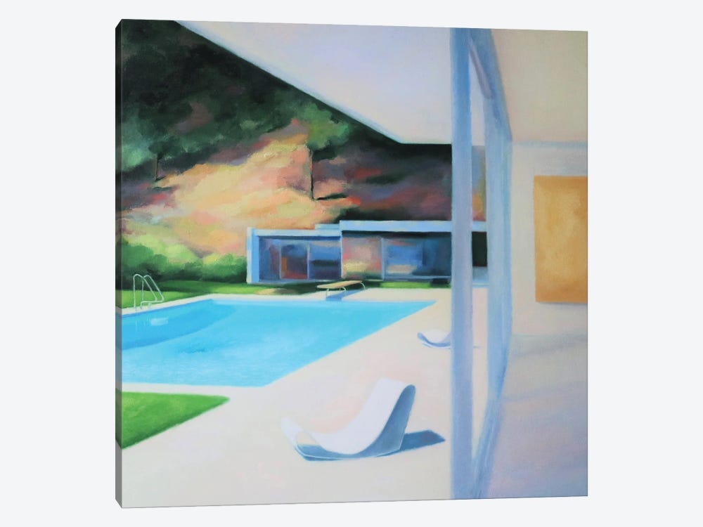 Afternoon By The Swimming Pool by Ieva Baklane 1-piece Canvas Artwork
