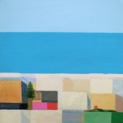 Coastal Town.October by Ieva Baklane framed canvas print