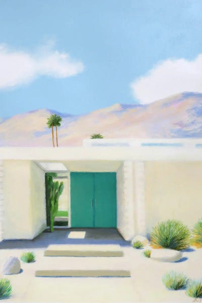 Green Blue Door by Ieva Baklane framed canvas print