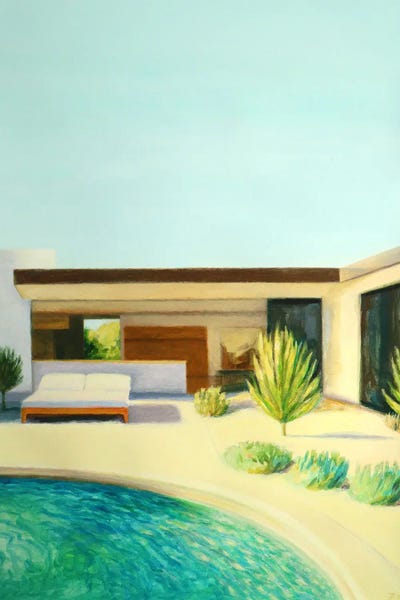 By The Pool.Tuesday by Ieva Baklane framed canvas print