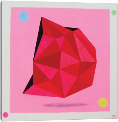 12 Ray Star Ruby Canvas Art Print - Ieva Baklane