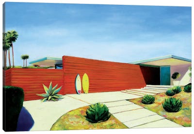 House By The Ocean Canvas Art Print - Pantone 2020 Classic Blue