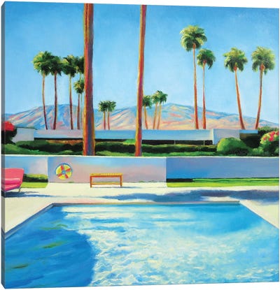 Palm Springs Pool Canvas Art Print - Scenic & Landscape Art