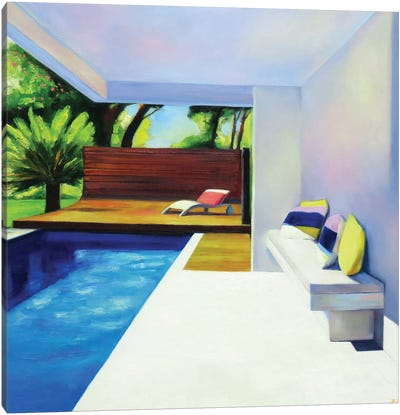 White Terrace Canvas Art Print - Blue Tropics