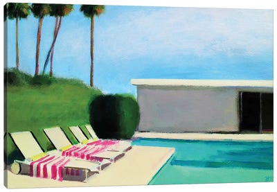 By The Swimming Pool Canvas Art Print - Swimming Pool Art