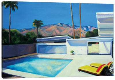 By The Pool Canvas Art Print - Swimming Pool Art