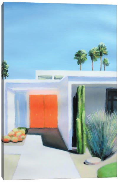Orange Door Canvas Art Print - Palm Springs Art