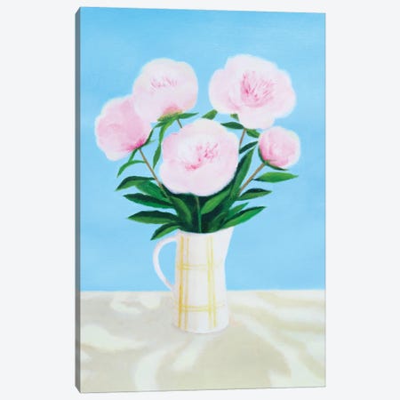Framed Canvas Art - Summer Pink Floral by Farida Zaman ( Floral & Botanical > Flowers > Peonies art) - 26x26 in