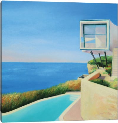 House On The Coast Canvas Art Print - Ieva Baklane