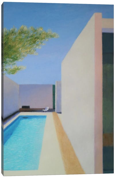 Olive Branch And Swimming Pool Canvas Art Print - Ieva Baklane