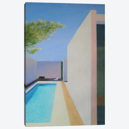 Olive Branch And Swimming Pool Canvas Print #IBA99} by Ieva Baklane Canvas Print
