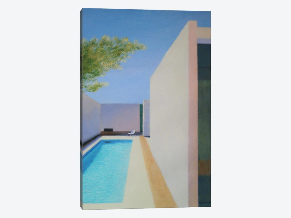 Olive Branch And Swimming Pool by Ieva Baklane 1-piece Canvas Wall Art