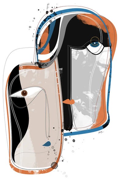 Duo Faces by Ishita Banerjee multi panel art