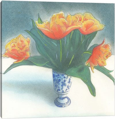 Double Tulips Canvas Art Print - Ian Beck