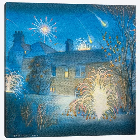 Fireworks Canvas Print #IBK27} by Ian Beck Canvas Print