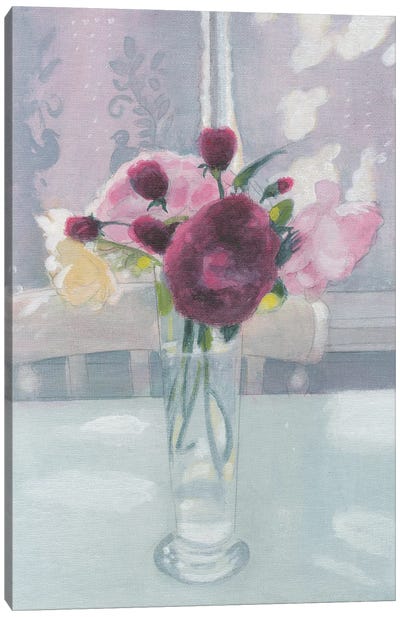 Garden Roses In A Glass 2023 Canvas Art Print - Ian Beck