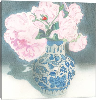 Garden Roses In A Moorish Pot June 2023 Canvas Art Print - Ian Beck